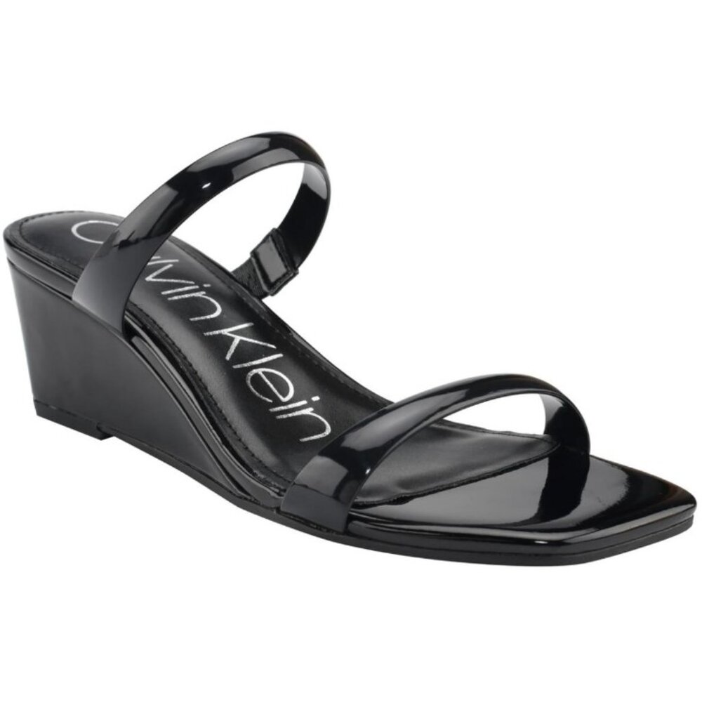 Calvin Klein Kenza Black Wedge Sandals.  Size 6.5